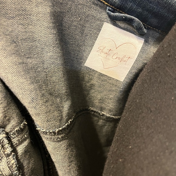 Denim Jacket with Colorful Crochet Sleeves - Picture 4 of 4